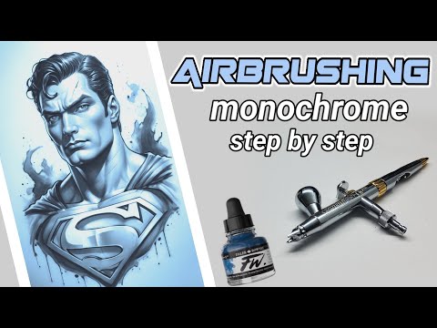 Airbrushing for beginners monochrome super man step by step