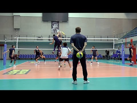 Volleyball. Attack. Training. Russia. Team Zenit Saint Petersburg. Head coach Tuomas Sammelvuo