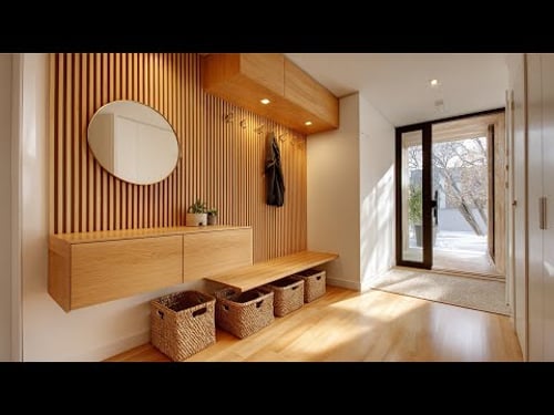 Entryway Clutter Gone : Small Foyer Hack with Hidden Hooks and Floating Storage