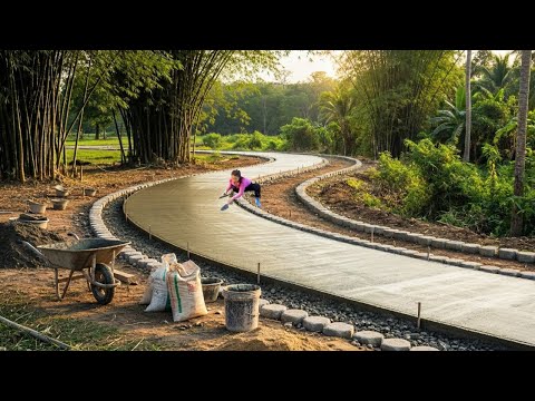 TIMELAPSE : Building A Winding Concrete Road Leading Into The Farm, How To Make Wooden Doors