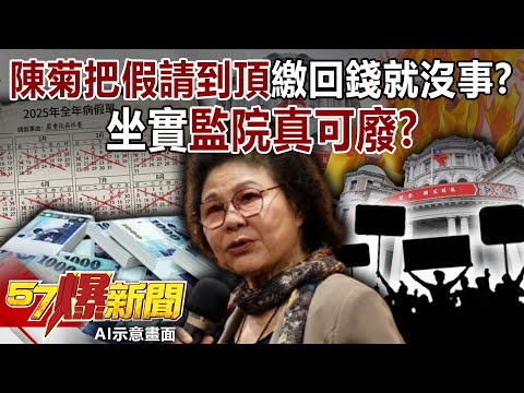 陳菊把假「請到頂」繳回468萬就沒事?! 坐實監院真可廢?!-黃暐瀚 羅旺哲 陳鳳馨 徐俊相【57爆新聞】 @57BreakingNews