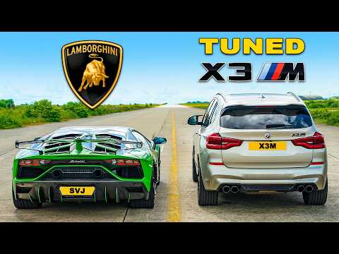 Tuned BMW X3M v Lambo Aventador SVJ: DRAG RACE