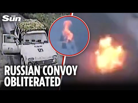 Putin’s advancing artillery column INSTANTLY WIPED OUT by Ukrainian drone offensive