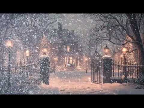 Cozy Winter Night | Relaxing Blizzard Ambience Outside a Glowing Snow-Covered Mansion