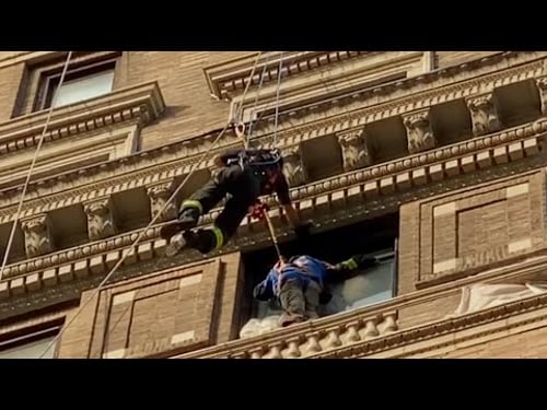 **High Angle Rescue** FDNY Manhattan Box 1083 2 Window Washers Hanging from their Safety Harness