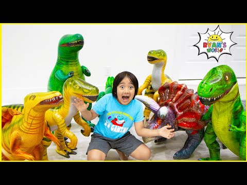 Ryan with Dinosaur in our house adventure Pretend play!!!