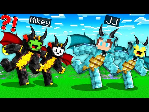 ICE DRAGON ARMOR Speedrunners vs FIRE DRAGON ARMOR Hunters : JJ vs Mikey in Minecraft Maizen!