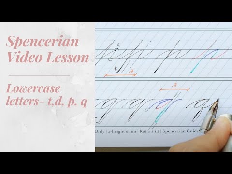Spencerian Lowercase Letters - (t, d, p, q)