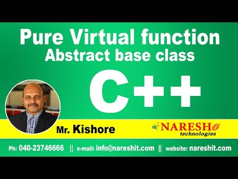 Pure Virtual function, Abstract base class | C ++ Tutorial | Mr. Kishore