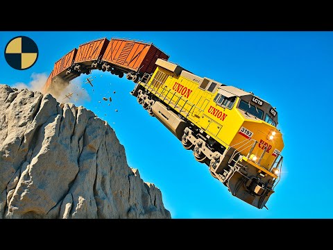 Trains vs Cliff #3 | BeamNG.Drive