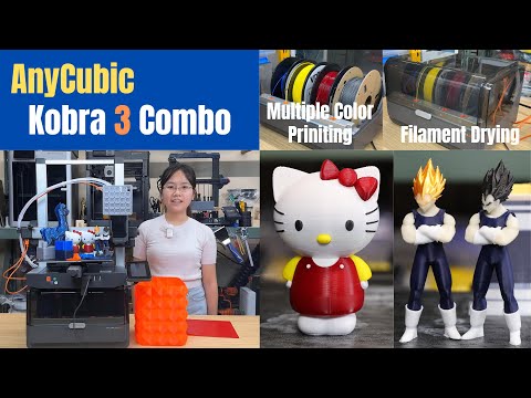 AnyCubic Kobra 3 Combo 3D Printer: Multiple filament printing, filament dryer, print up to 8 colors