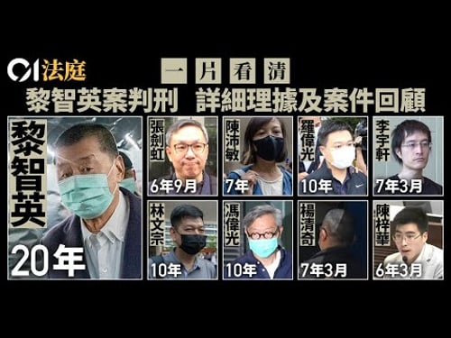 【01法庭】黎智英案判刑・一片看清|各被告判刑詳細理據|黎智英判監20年|重光團隊|蘋果日報|李宇軒|陳梓華|張劍虹|陳沛敏|國安法|勾結外國勢力|Jimmy Lai|01新聞|hk01