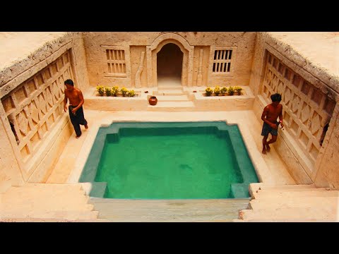 30 Days Build The Best Underground House and Swimming Pool