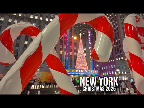 NYC Christmas Walk 2025 ✨ Festive Midtown Manhattan Christmas Rockefeller Center Christmas Tree 2025