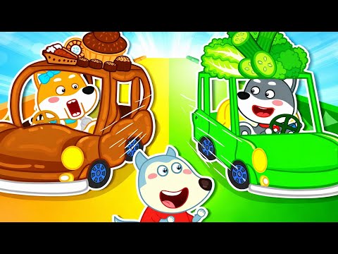 Healthy Food Car and Unhealthy Food Car🍖🥬Who Will Win the Food Race? | Educational 2D Animation