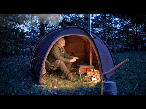 Solo Hot Tent Camping - Winter Escape