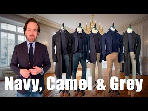 How to Wear Navy, Camel & Grey