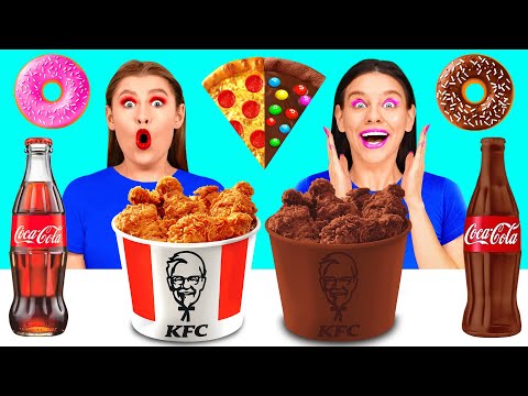 Real Food vs Chocolate Food Challenge | Awesome Kitchen Tricks by Happy Funny