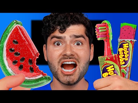 DIY Watermelon Gum vs Edible Slime Challenge!