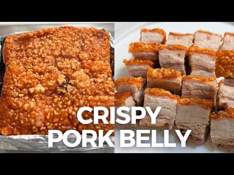 Crispy Pork Belly Recipe (Cantonese Style) 烧肉 Siu Yuk 🥓 Extra CRISPY Skin! 🤤