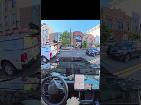 Tesla FSD down tight alley #shorts