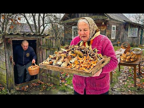 85-Year-Old Grandma Prepares Winter Reserves — Ukrainian Cooking in a Remote Mountain Village