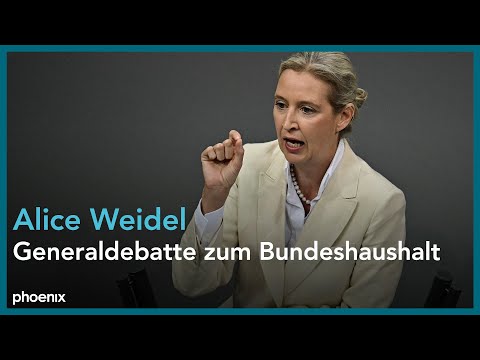 Alice Weidel bei der Generaldebatte zum Bundeshaushalt 2025 am 09.07.25