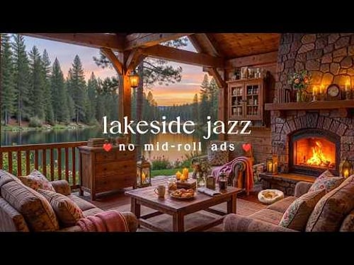 🌸 Spring Lake Jazz (NO MID-ROLL ADS) – Peaceful Fireplace Ambience for Study & Relaxation