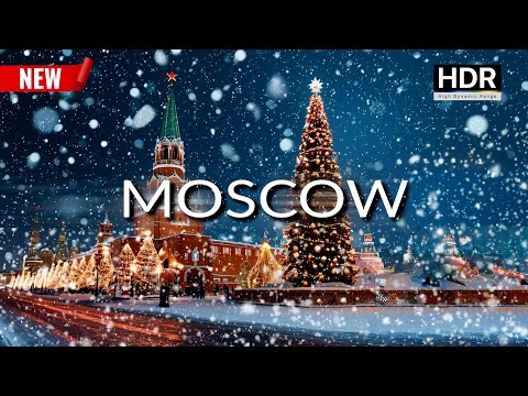 Moscow Snowfall ❄️ 5 Hours Night Walk • Christmas Winter Mood in Russia • 4K HDR
