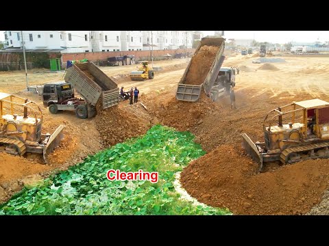 Awesome Mighty KOMATSU D58E DOZER Fast Process Pushing Soil Landfill & Clearing Trash