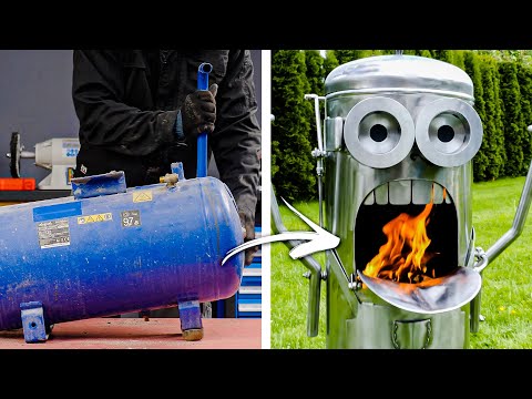 Rusty Old Air Compressor Turned Into Minion BBQ Grill || Metalworking project