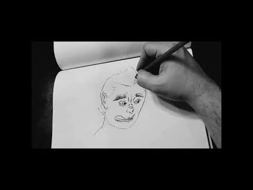 Sketch #2 Blue Man, Charcoal and Pastels