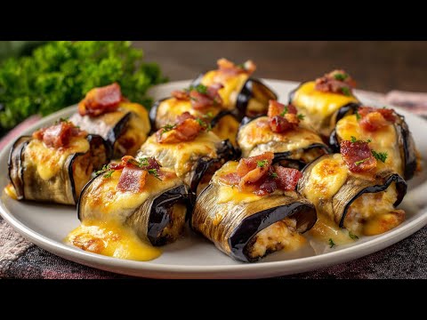 The simplest eggplant carbonara rolls - you must try! Cheap and delicious recipe!