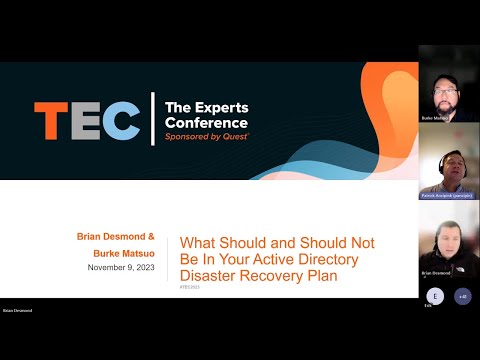 TEC - What Should and Should Not Be in Your Active Directory Disaster Recovery Plan