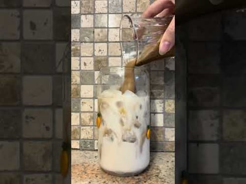 iced spanish latte โ๏ธ๐ง #coffeeathome #coffeetok #myanthropologie #ad @anthropologie