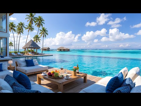 Happy Morning Jazz at Relaxing Seaside Ambience ~ Smooth Bossa Nova Jazz & Soft Waves to Study, Work