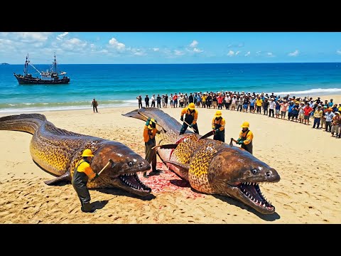 500KG Giant Moray Eel vs Longline Gear – Deep Sea Commercial Longline Fishing Documentary