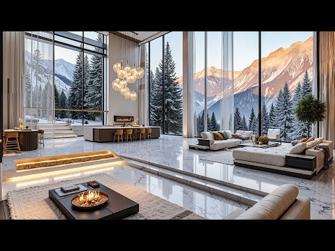 Sweet Jazz Music In A Luxurious Mountain Apartment In Winter - Cozy Jazz On A Snowy Day To Relax