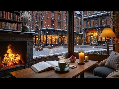 Good Mood Winter Piano Jazz ⛄ Relaxing Coffee Shop Ambience & Fireplace Sounds for Study & Work