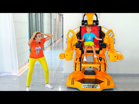 Vlad and Niki play with robot car toy - Funny stories for kids