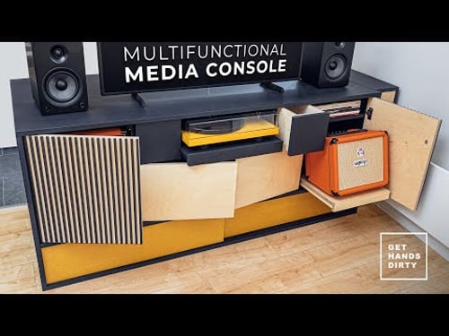 The Most Multifunctional Media Console Ever // Tiny Apartment Build Ep.21.5