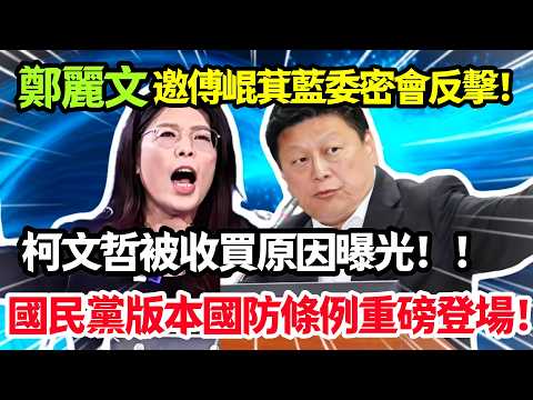 鄭麗文邀傅崐萁藍委密會反擊,柯文哲被收買原因曝光,國民黨版本國防條例重磅登場!#鄭麗文