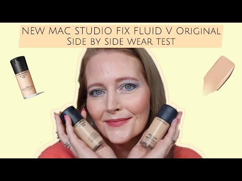 NEW MAC STUDIO FIX FLUID FOUNDATION WEAR TEST side by side with original on combination mature skin