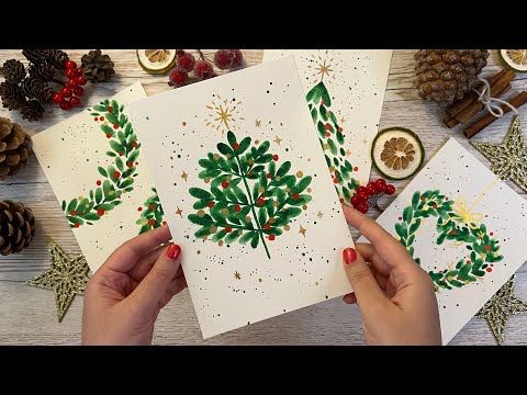 Painting Christmas cards, Watercolor tutorial
