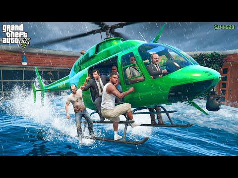 GTA 5 : Franklin Left Los Santos To Escape From Tsunami ! (GTA 5 Mods)