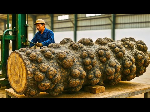 Great Technique with Super Solid Rough Burl Wood ? What This Carpenter Is Building Will Surprise You