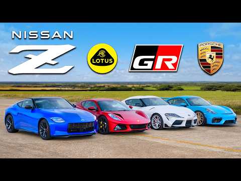 Nissan Z v Porsche GT4 RS v Toyota Supra v Lotus Emira: DRAG RACE