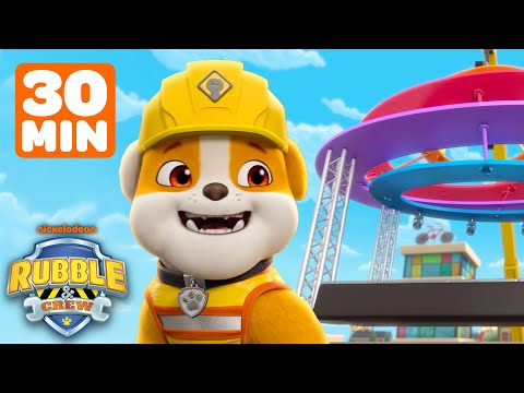30 Minutes of Rubble's BEST Rescues & Builds! w/ PAW Patrol | Rubble & Crew