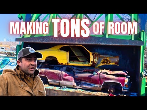 CRUSHING Rusty Old Cars that have been Sitting for DECADES! Let's Make Some Room!