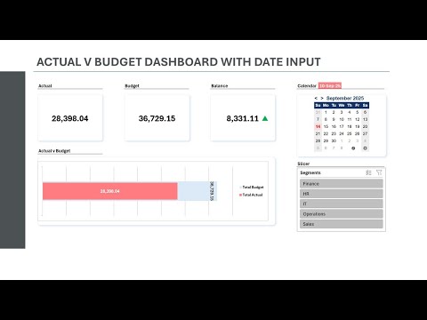Create an Actual vs Budget Dashboard with Date Input in Excel | Power Pivot + DAX Tutorial